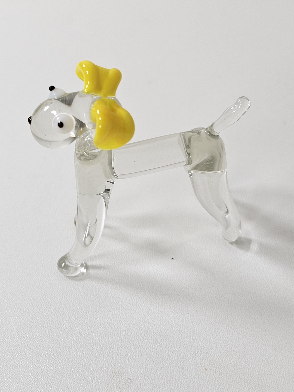 Glass Dog Figurine with Yellow Ears - Decorative Pet Ornament